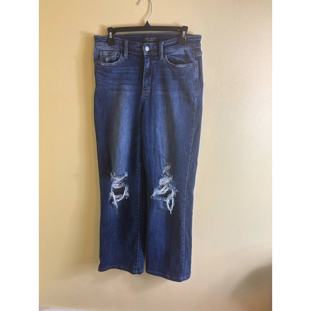 Judy Blue‎ Straight Fit Women's Denim Blue Jeans Distressed Size 7/28